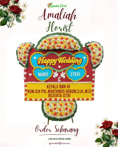 Karangan Papan Bunga Pernikahan di Syamsudin Noor